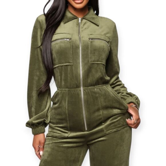 Fashion Nova Hazel Corduroy Utility Jumpsuit, 1X - Picture 1 of 11